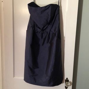Navy strapless dress with pockets